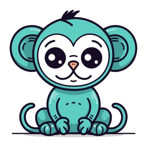 Cute cartoon monkey. Vector illustration of a cute little monkey