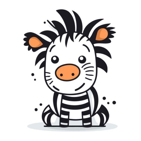 Zebra cartoon icon. Animal cute cartoon character. Vector illust