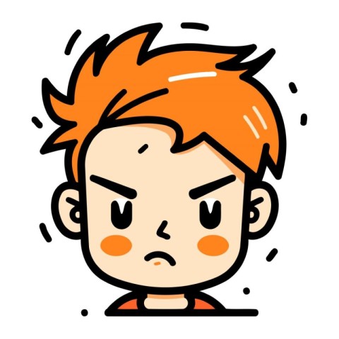 Cute boy with angry facial expression. Vector illustration in ca