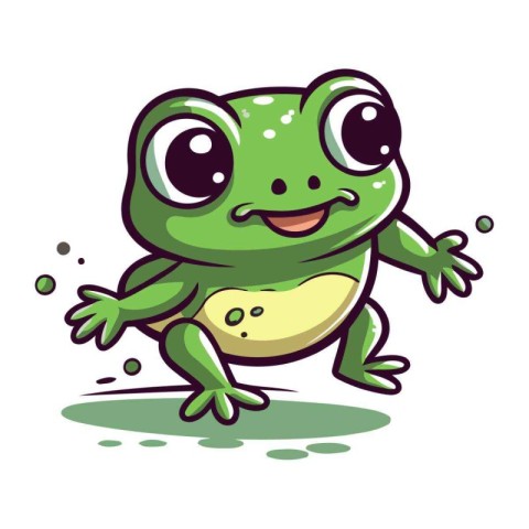 Cute cartoon frog. Vector illustration isolated on a white backg