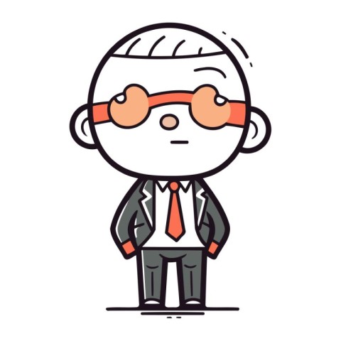 Businessman with glasses and tie cartoon vector illustration. Bu