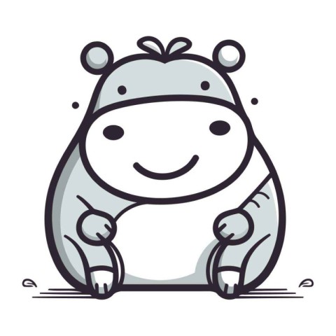 Cute hippopotamus. Vector illustration. Isolated on white backgr