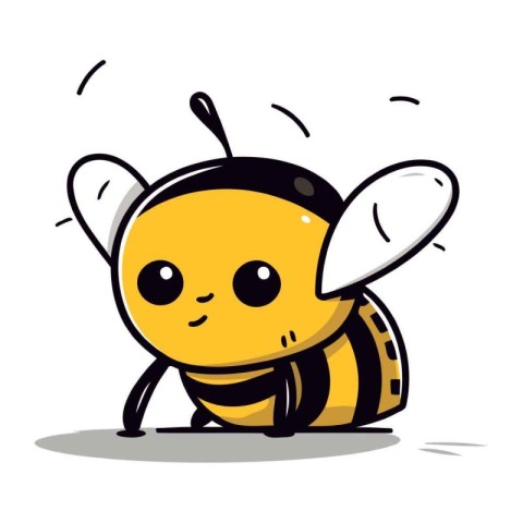 Cute cartoon bee. Vector illustration. Isolated on white backgro