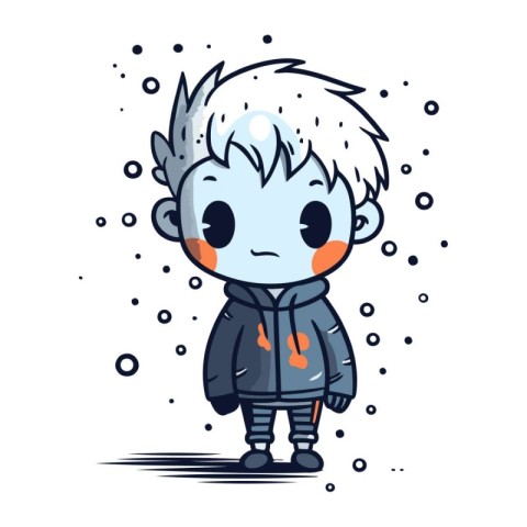 Cute little boy in winter clothes. Vector illustration on white