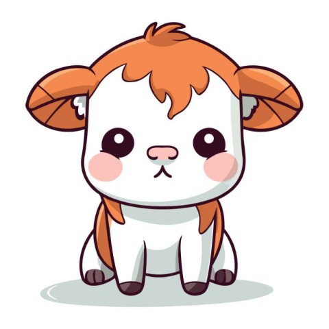 Cute cartoon cow. Vector illustration isolated on a white backgr