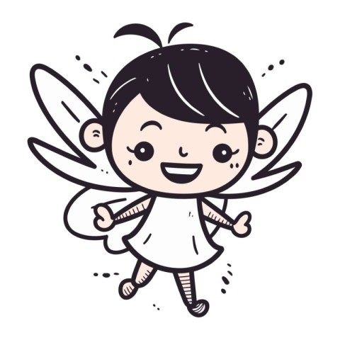 Cute cartoon fairy. Vector illustration isolated on a white back