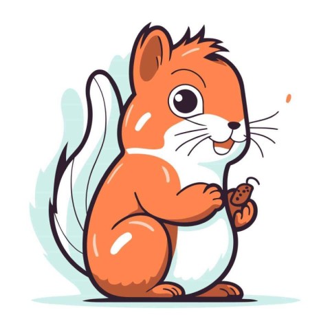 Cute cartoon squirrel. Vector illustration isolated on a white b