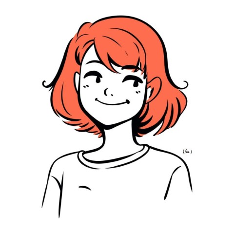 Vector illustration of a red haired girl with a short haircut.