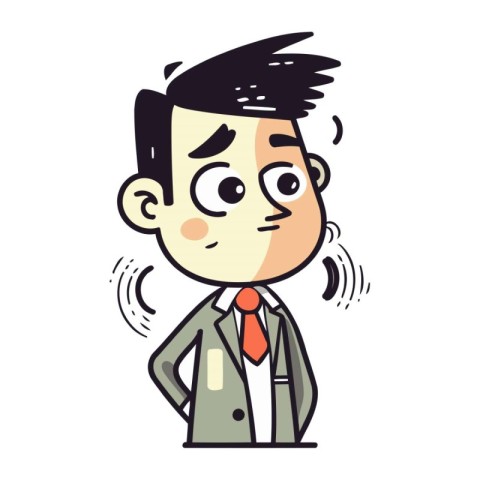 Vector illustration of a young businessman in a suit and tie. Ca