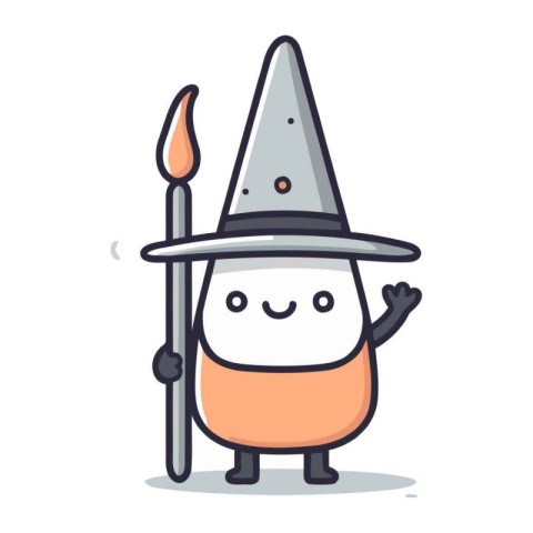 Witch hat character cartoon vector illustration. Cute wizard hat