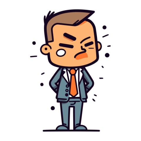 Stressed businessman cartoon character. Vector illustration of s