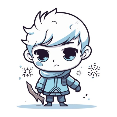 Cute cartoon boy with blue eyes. wearing superhero costume. Vect