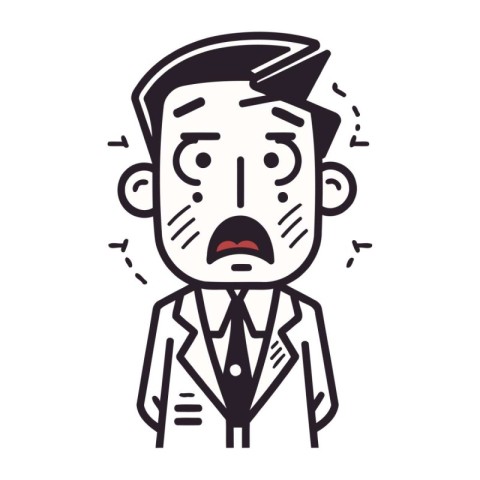 Vector illustration of a man in a suit with a sad face.