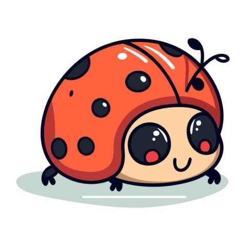 Cute ladybug isolated on white background. Vector cartoon illust