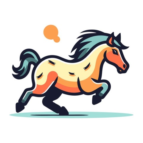 Running horse isolated on white background. Vector illustration