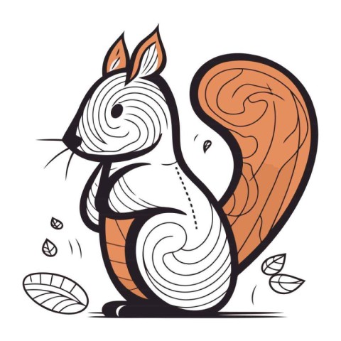 Squirrel. Vector illustration. Isolated on a white background.