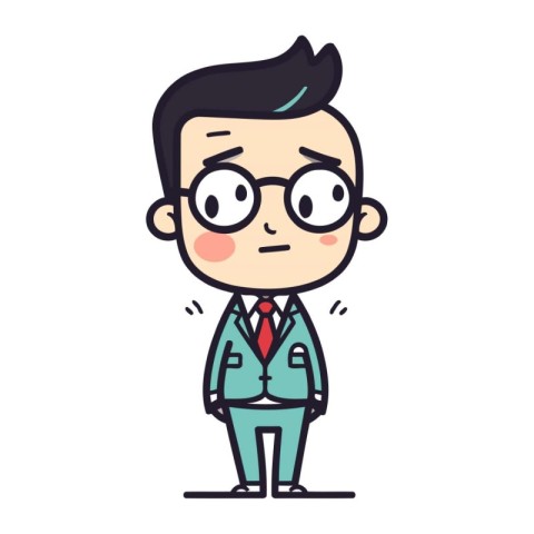 Character illustration design. Businessman wearing glasses. cart