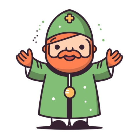 Cartoon Santa Claus. Christmas and New Year. Vector illustration