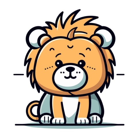 Cute Lion Cartoon Mascot Character Vector. Illustration Isolated