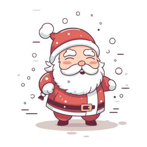 Cartoon Santa Claus with beard and moustache. Vector illustratio