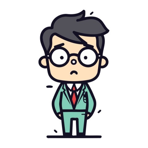 Angry Businessman Cartoon Character Vector Illustration. Simple