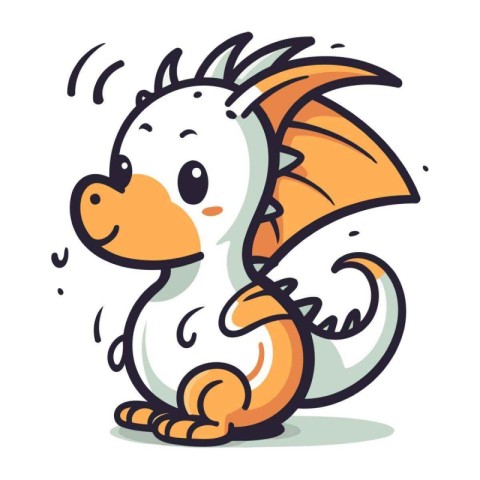 Cute cartoon dragon. Vector illustration. Isolated on white back