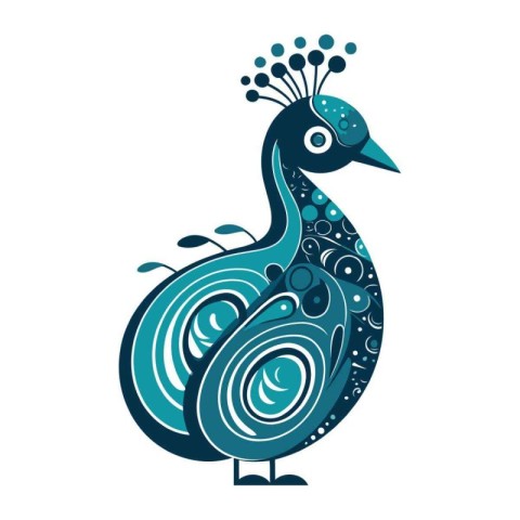 Peacock. Vector illustration. Isolated on white background.