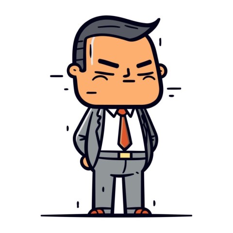 Angry businessman cartoon character. Vector illustration in a fl