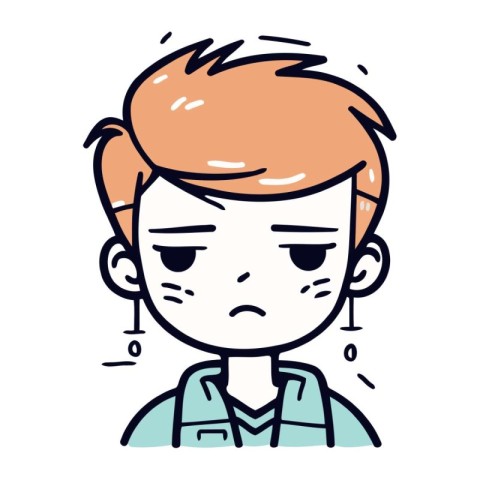 Cartoon sad boy crying. Vector illustration of a sad boy.