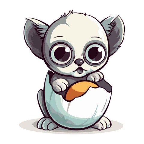 Cute little chinchilla in a egg. Vector illustration.