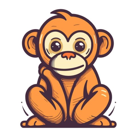 Cute cartoon monkey. Vector illustration isolated on a white bac