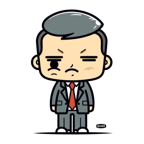 Angry boss cartoon character. Vector illustration of a sad boss.