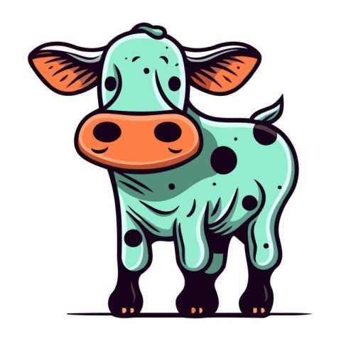 Cute cartoon cow isolated on a white background. Vector illustra