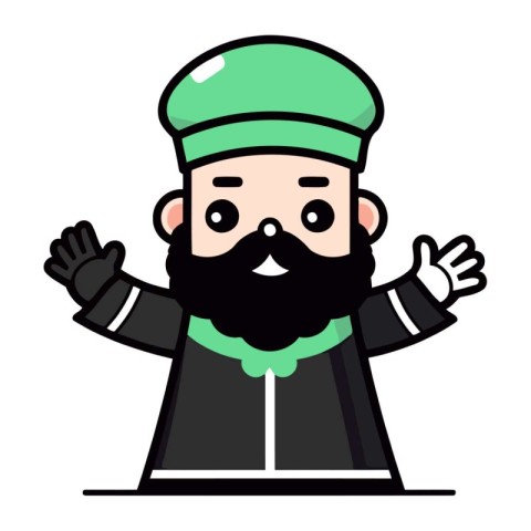 Arabic Priest Cartoon Mascot Character Vector Illustration Isola