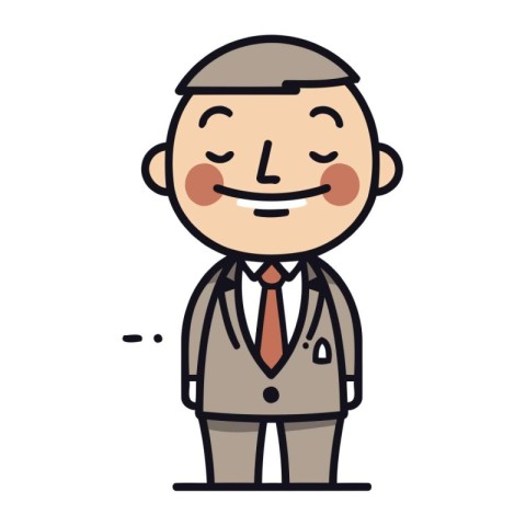 Vector illustration of happy businessman in suit. Businessman ca