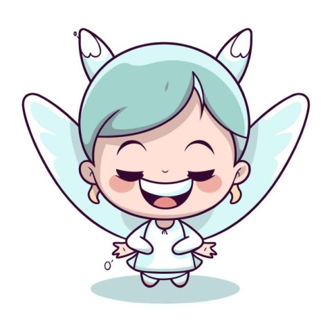 Cute little fairy cartoon vector illustration. Funny cartoon lit