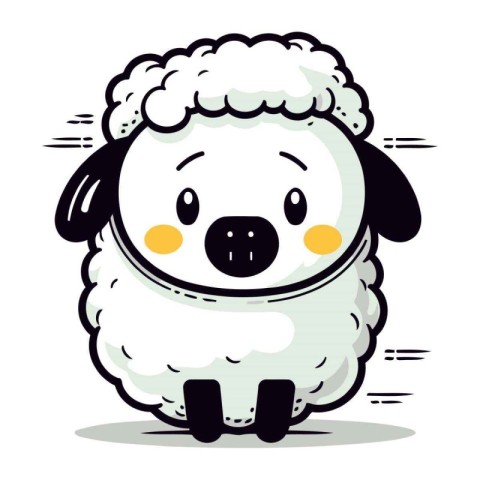 Cute sheep cartoon character. Vector illustration isolated on wh