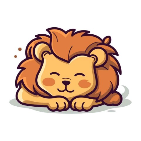 Lion Cute Cartoon Mascot Character Vector Illustration.