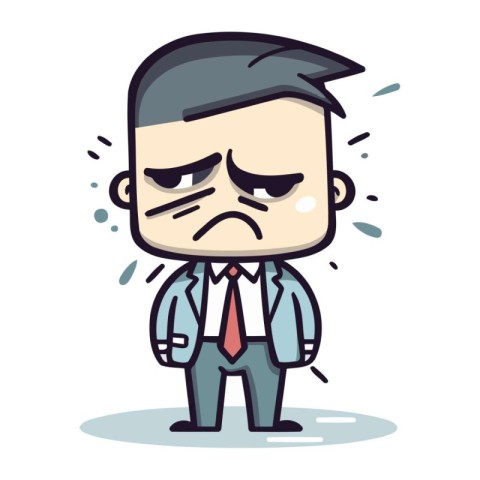 Sad Businessman Face   Cartoon Vector Illustration