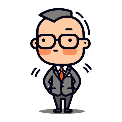 Businessman Cartoon Character Wearing Glasses and Suit Vector Il