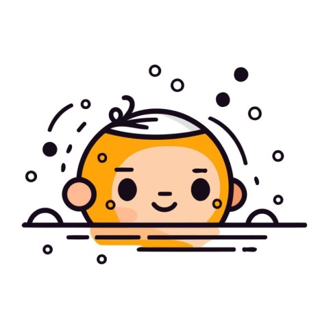 Cute baby boy in bathtub. Vector illustration in cartoon style.