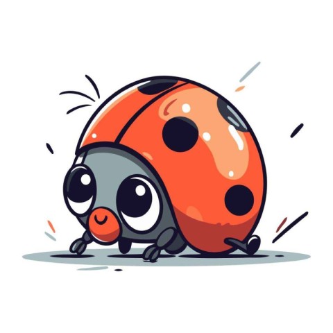 Cartoon ladybug. Vector illustration isolated on a white backgro