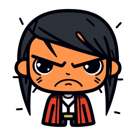 Angry Girl Face   Cartoon Vector Illustration