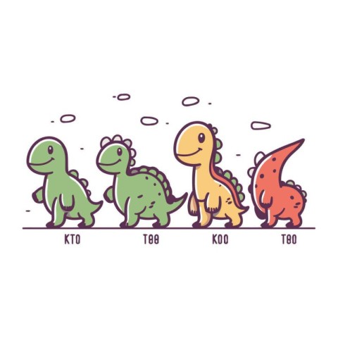 Cartoon dinosaurs. Vector illustration of cute dinosaurs. Cute d