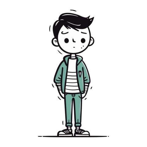 Boy in casual clothes. Vector illustration in doodle style.