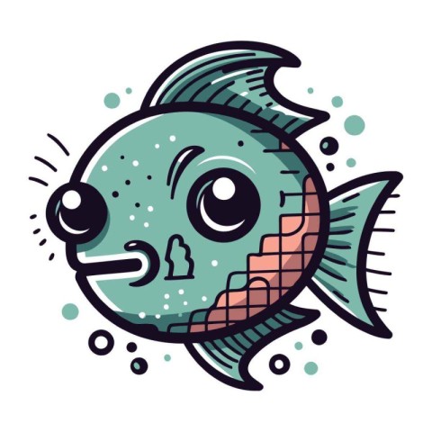 Cute cartoon fish. Vector illustration isolated on a white backg