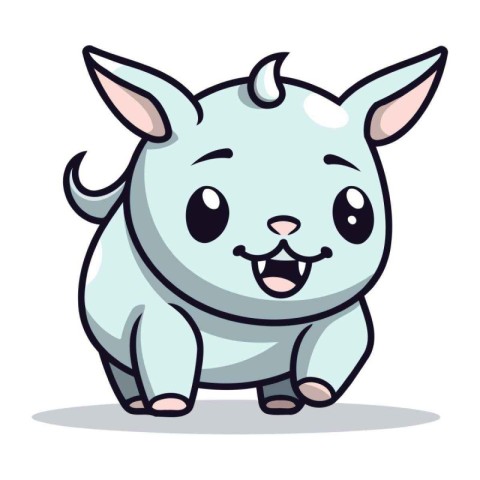 Cute Rhinoceros Cartoon Mascot Character Vector Illustration