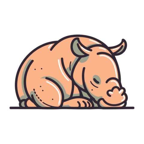 Rhinoceros doodle icon. Vector illustration in cartoon style