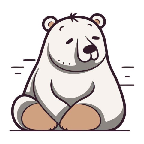 Polar bear sitting on the ground. Vector illustration in cartoon