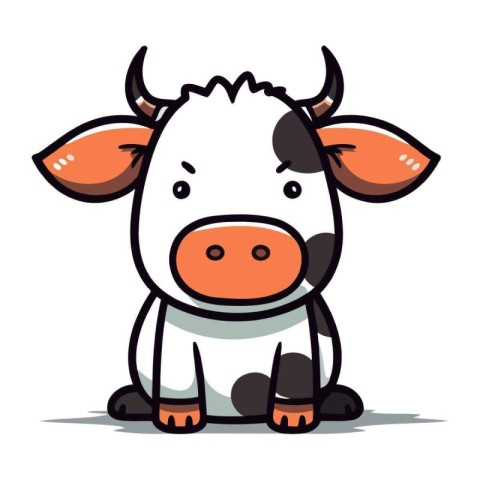 Cute Cartoon Cow Vector Illustration. Cute Farm Animal Character